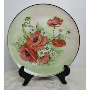 Lance Hand Painted Decor Porcelain Plate with Poppy Flower Design 10"1/2 M/Japan